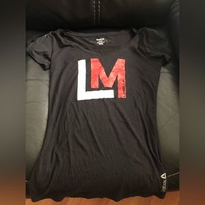 Les Mills V neck t shirt tee short sleeve black NWOT! 2XS - XXS